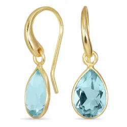Tropfen blauem Bergkristall Ohrringe in vergoldetem Silber