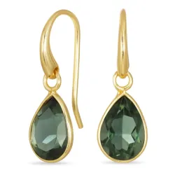 Tropfen grünem Bergkristall Ohrringe in vergoldetem Silber - Loom Stones