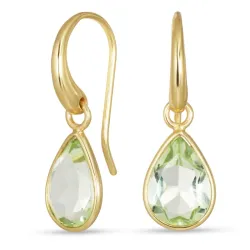 Tropfen hellgrünem Bergkristall Ohrringe in vergoldetem Sterlingsilber