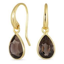 Tropfen Rauchquarz Ohrringe in vergoldetem Silber - Loom Stones