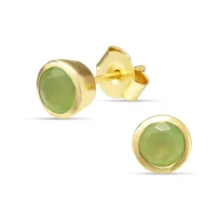 6,5 mm prehnite Ohrstecker in vergoldetem Silber