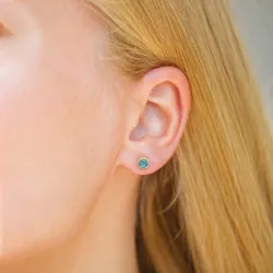 5 mm dunkelblauem Bergkristall Ohrstecker in vergoldetem Sterlingsilber