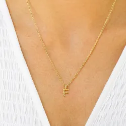 buchstab f Anhänger mit Halskette aus vergoldetem Sterlingsilber - My Letter