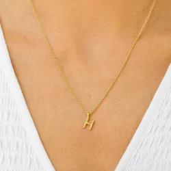 buchstab h Anhänger mit Halskette aus vergoldetem Sterlingsilber - My Letter