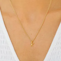 buchstab k Anhänger mit Halskette aus vergoldetem Sterlingsilber - My Letter