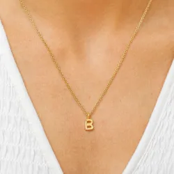 buchstab b Anhänger mit Halskette aus vergoldetem Sterlingsilber - My Letter