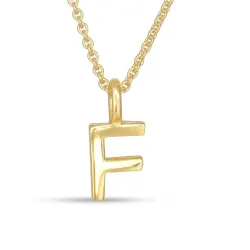 buchstab f Anhänger mit Halskette aus vergoldetem Sterlingsilber - My Letter