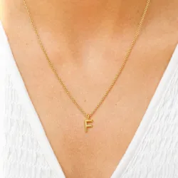 buchstab f Anhänger mit Halskette aus vergoldetem Sterlingsilber - My Letter