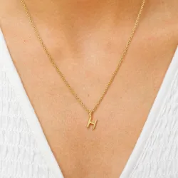 buchstab h Anhänger mit Halskette aus vergoldetem Sterlingsilber - My Letter