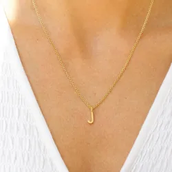 buchstab j Anhänger mit Halskette aus vergoldetem Sterlingsilber - My Letter