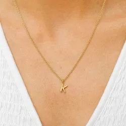 buchstab k Anhänger mit Halskette aus vergoldetem Sterlingsilber - My Letter