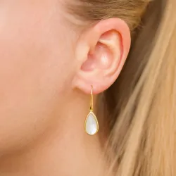 Tropfen Mondstein Ohrringe in vergoldetem Silber - Loom Stones