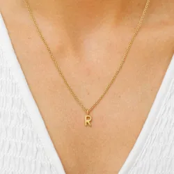 buchstab r Anhänger mit Halskette aus vergoldetem Sterlingsilber - My Letter