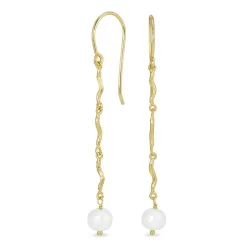 lange Perle ketten ohrringe in vergoldetem Silber