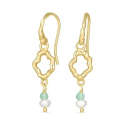 blauem Jadestein Ohrringe in vergoldetem Silber - Loom Stones