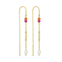 pink ketten ohrringe in vergoldetem Silber - Loom Stones