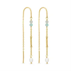 grünem ketten ohrringe in vergoldetem Silber - Loom Stones