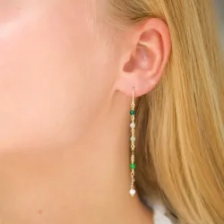 grünem ketten ohrringe in vergoldetem Sterlingsilber - Loom Stones