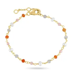 pink Schmuckstein Armband aus vergoldetem Sterlingsilber 16 + 3 cm x 3,5 mm  - Loom Stones