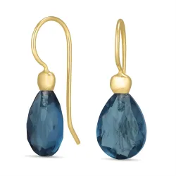 dunkelblauem Bergkristall Ohrringe in vergoldetem Silber - Loom Stones