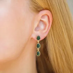 grünem Bergkristall Ohrringe in vergoldetem Silber - Loom Stones