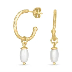 18 mm Perle Halbkreolen in vergoldetem Silber