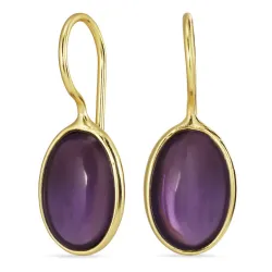 ovalen lila Amethyst Ohrringe in vergoldetem Silber - Loom Stones