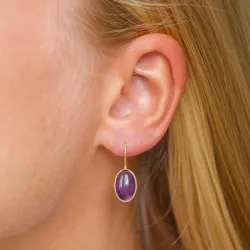 ovalen lila Amethyst Ohrringe in vergoldetem Silber - Loom Stones
