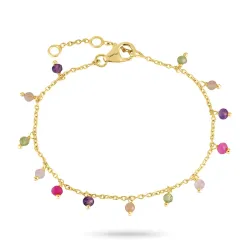 mehrfarbigem Armband aus vergoldetem Sterlingsilber - Loom Stones