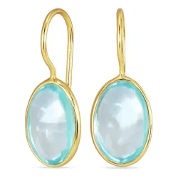 ovalen blauem Bergkristall Ohrringe in vergoldetem Silber - Loom Stones