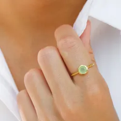 runder prehnite Ring aus vergoldetem Sterlingsilber - Loom Stones