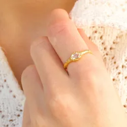 klar Quarz Ring aus vergoldetem Sterlingsilber