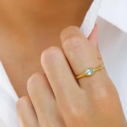 blauem Bergkristall Ring aus vergoldetem Sterlingsilber - Lumé Etched