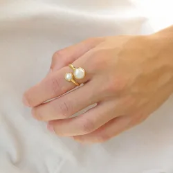 Perle Ring aus vergoldetem Sterlingsilber