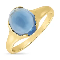 dunkelblauem Bergkristall Ring aus vergoldetem Sterlingsilber - Loom Stones