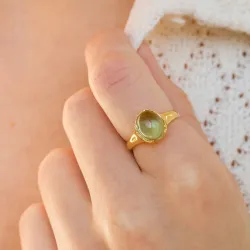 hellgrünem Bergkristall Ring aus vergoldetem Sterlingsilber - Loom Stones