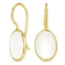 ovalen Mondstein Ohrringe in vergoldetem Silber - Loom Stones