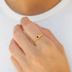 rotem Bergkristall  Ring aus vergoldetem Sterlingsilber - Loom Stones