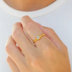 blauem Bergkristall Ring aus vergoldetem Sterlingsilber - Loom Stones