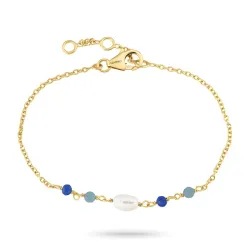 blauem Jadestein Armband aus vergoldetem Sterlingsilber 16 + 3 cm x 4,3 mm