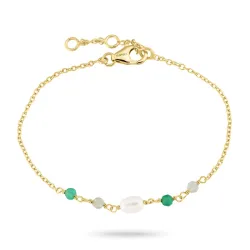 grünem Onyxe Armband aus vergoldetem Sterlingsilber 16 + 3 cm x 4,4 mm
