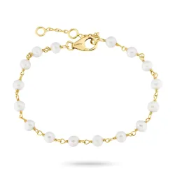Perle Armband aus vergoldetem Sterlingsilber 16 + 3 cm x 4,3 mm