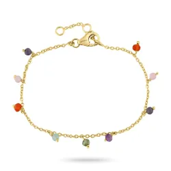 mehrfarbigem Armband aus vergoldetem Sterlingsilber 16 + 3 cm x 3,3 mm  - Loom Stones