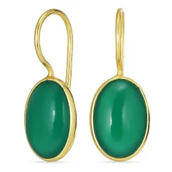 ovalen grünem Onyx Ohrringe in vergoldetem Silber - Loom Stones