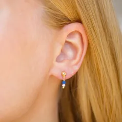 blauem Jadestein Ohrringe in vergoldetem Silber - Loom Stones