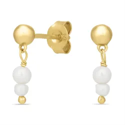 weißem Perle Ohrringe in vergoldetem Silber