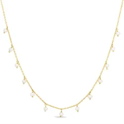 Perle Halskette aus vergoldetem Sterlingsilber 38 + 5 cm x 4 mm