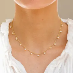 Perle Halskette aus vergoldetem Sterlingsilber 38 + 5 cm x 4 mm