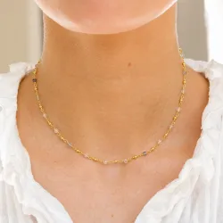 mehrfarbigem Halskette aus vergoldetem Sterlingsilber 38 + 5 cm x 2,8 mm