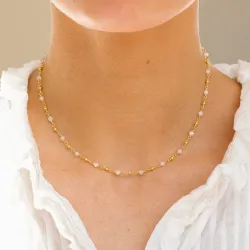 Maanesten Halskette aus vergoldetem Sterlingsilber 38 + 5 cm x 2,85 mm  - Loom Stones